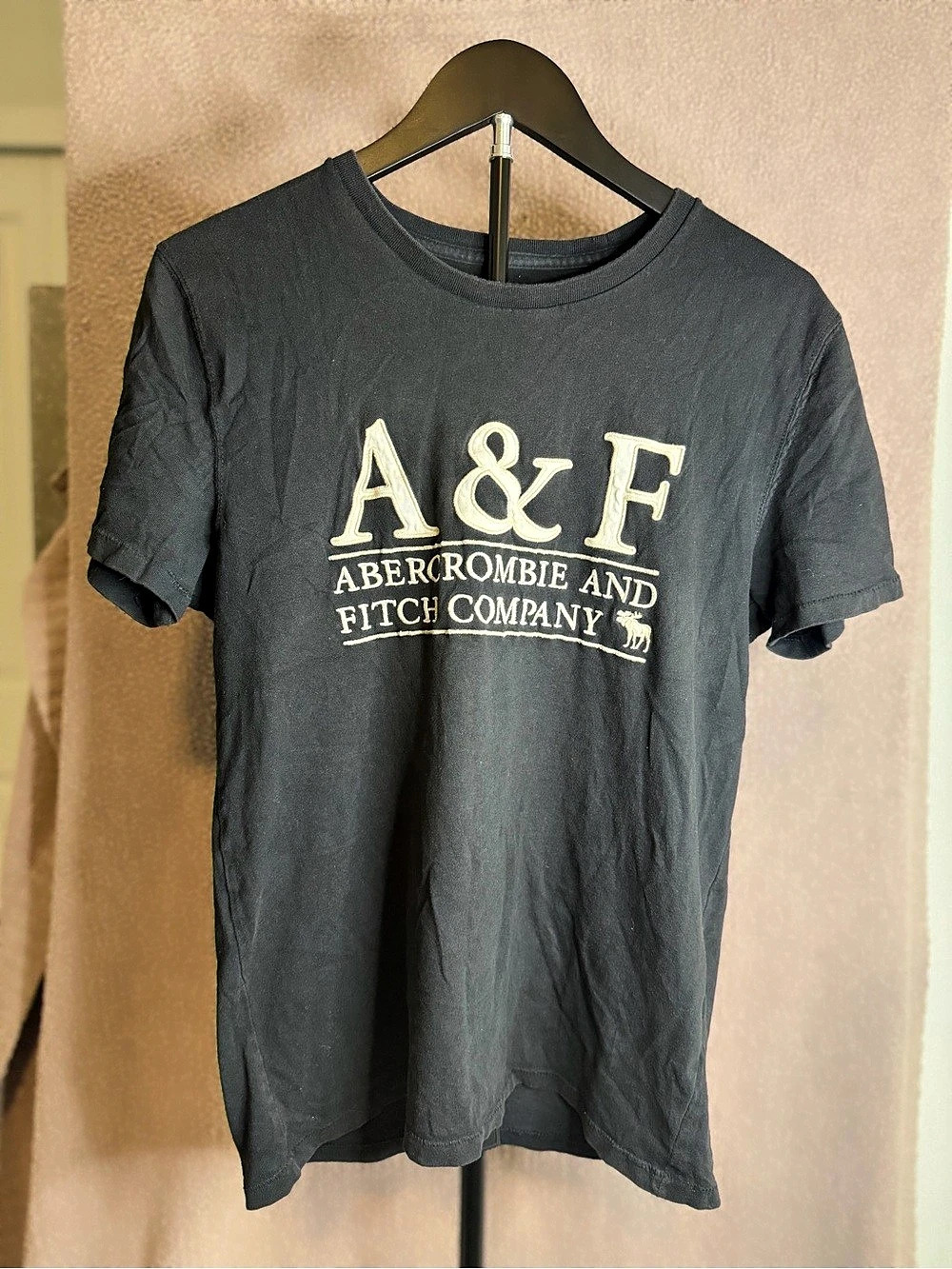 Abercrombie & Fitch A&F Logo Graphic T Shirt Small Black Y2K Moose Tee